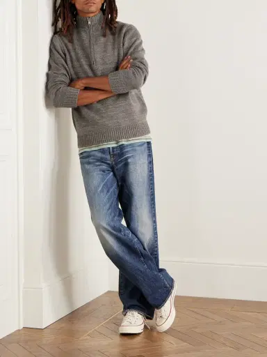 Inis Meáin Wool and Linen-Blend Half-Zip Sweater - Men | Thumbnail 2 Inis Meáin Wool and Linen-Blend Half-Zip Sweater - Men | Thumbnail 2