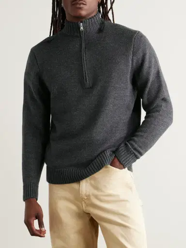 Inis Meáin Wool and Linen-Blend Half-Zip Sweater - Men | Thumbnail 3 Inis Meáin Wool and Linen-Blend Half-Zip Sweater - Men | Thumbnail 3