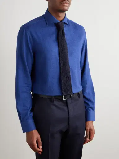 Brunello Cucinelli Herringbone Cotton and Lyocell-Blend Shirt - Men | Thumbnail 2 Brunello Cucinelli Herringbone Cotton and Lyocell-Blend Shirt - Men | Thumbnail 2