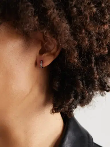 KOLOURS JEWELRY Fortis Small 18-Karat Blackened Gold Diamond Single Hoop Earring - Men | Thumbnail 2 KOLOURS JEWELRY Fortis Small 18-Karat Blackened Gold Diamond Single Hoop Earring - Men | Thumbnail 2