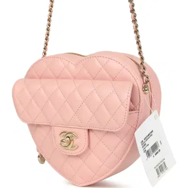 Chanel Chanel CC In Love Large Heart Bag with Chain Light Pink Lambskin Light Gold Hardware | Thumbnail 3 Chanel Chanel CC In Love Large Heart Bag with Chain Light Pink Lambskin Light Gold Hardware | Thumbnail 3