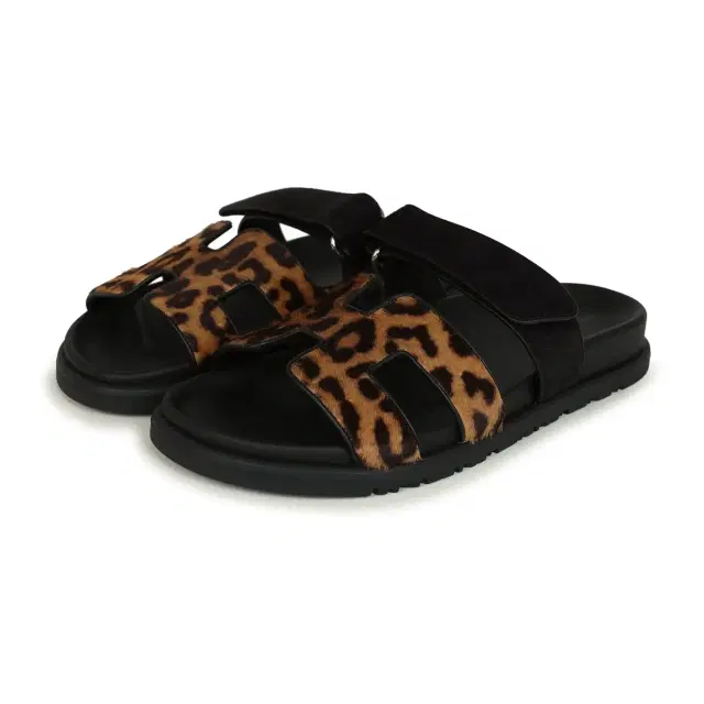 Hermes Leopard Print Chypre Techno Sandals Gold & Black Moire, Calfskin & Suede Palladium Hardware 37 EU Hermes Leopard Print Chypre Techno Sandals Gold & Black Moire, Calfskin & Suede Palladium Hardware 37 EU