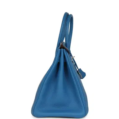 HERMÈS Pre-owned Hermes Birkin 35 Bleu Mykonos Togo Palladium Hardware | Thumbnail 3 HERMÈS Pre-owned Hermes Birkin 35 Bleu Mykonos Togo Palladium Hardware | Thumbnail 3