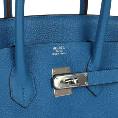 HERMÈS Pre-owned Hermes Birkin 35 Bleu Mykonos Togo Palladium Hardware | Thumbnail 7 HERMÈS Pre-owned Hermes Birkin 35 Bleu Mykonos Togo Palladium Hardware | Thumbnail 7
