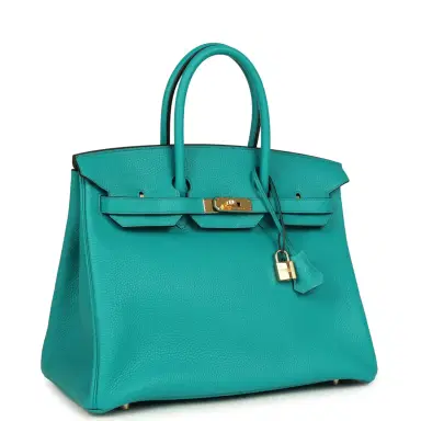 HERMÈS Pre-owned Hermes Birkin 35 Bleu Paon Togo Gold Hardware | Thumbnail 2 HERMÈS Pre-owned Hermes Birkin 35 Bleu Paon Togo Gold Hardware | Thumbnail 2