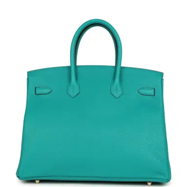 HERMÈS Pre-owned Hermes Birkin 35 Bleu Paon Togo Gold Hardware | Thumbnail 4 HERMÈS Pre-owned Hermes Birkin 35 Bleu Paon Togo Gold Hardware | Thumbnail 4