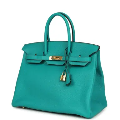 HERMÈS Pre-owned Hermes Birkin 35 Bleu Paon Togo Gold Hardware | Thumbnail 5 HERMÈS Pre-owned Hermes Birkin 35 Bleu Paon Togo Gold Hardware | Thumbnail 5