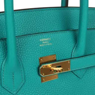 HERMÈS Pre-owned Hermes Birkin 35 Bleu Paon Togo Gold Hardware | Thumbnail 7 HERMÈS Pre-owned Hermes Birkin 35 Bleu Paon Togo Gold Hardware | Thumbnail 7