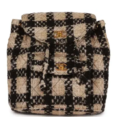 Chanel Vintage Chanel Duma Backpack Beige and Black Tweed Gold Hardware | Thumbnail 1 Chanel Vintage Chanel Duma Backpack Beige and Black Tweed Gold Hardware | Thumbnail 1