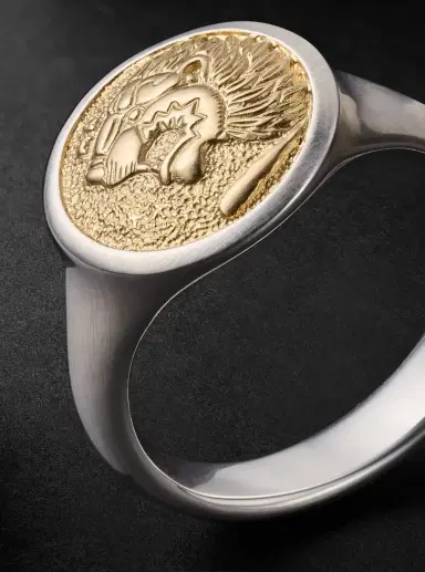 David Yurman Petrvs Lion Sterling Silver and 18-Karat Gold Pinky Ring - Men | Thumbnail 4 David Yurman Petrvs Lion Sterling Silver and 18-Karat Gold Pinky Ring - Men | Thumbnail 4