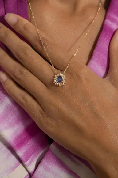 Suzanne Kalan Blue Sapphire Diamond Pendant Necklace | Thumbnail 3 Suzanne Kalan Blue Sapphire Diamond Pendant Necklace | Thumbnail 3
