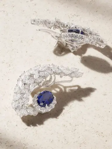 YEPREM 18-karat White Gold, Diamond And Sapphire Earrings | Thumbnail 3 YEPREM 18-karat White Gold, Diamond And Sapphire Earrings | Thumbnail 3