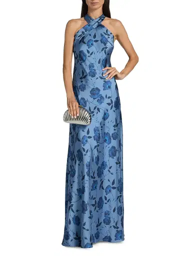 SACHIN & BABI Women's Laurant Floral Satin Halter Gown | Thumbnail 2 SACHIN & BABI Women's Laurant Floral Satin Halter Gown | Thumbnail 2