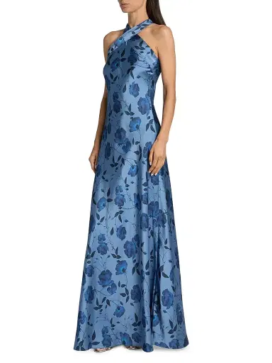 SACHIN & BABI Women's Laurant Floral Satin Halter Gown | Thumbnail 4 SACHIN & BABI Women's Laurant Floral Satin Halter Gown | Thumbnail 4