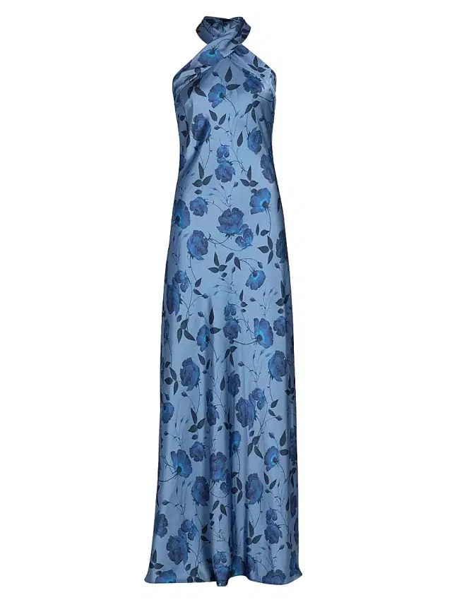 Women's Laurant Floral Satin Halter Gown Women's Laurant Floral Satin Halter Gown