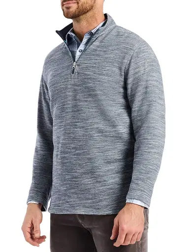 Robert Graham Men's Ledson Cotton Quarter-Zip Top - Navy | Thumbnail 3 Robert Graham Men's Ledson Cotton Quarter-Zip Top - Navy | Thumbnail 3