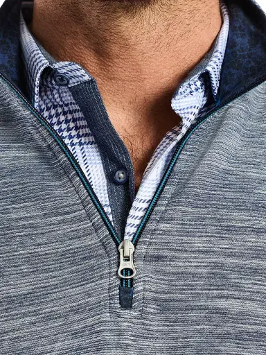 Robert Graham Men's Ledson Cotton Quarter-Zip Top - Navy | Thumbnail 5 Robert Graham Men's Ledson Cotton Quarter-Zip Top - Navy | Thumbnail 5