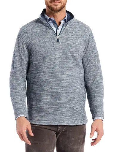 Robert Graham Men's Ledson Cotton Quarter-Zip Top - Navy | Thumbnail 1 Robert Graham Men's Ledson Cotton Quarter-Zip Top - Navy | Thumbnail 1