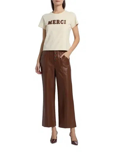 Cinq à Sept Women's Benji Faux Leather Pants - Dark Sepia | Thumbnail 2 Cinq à Sept Women's Benji Faux Leather Pants - Dark Sepia | Thumbnail 2