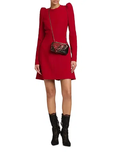 McQueen Women's Leaf Crepe Minidress - Crimson | Thumbnail 2 McQueen Women's Leaf Crepe Minidress - Crimson | Thumbnail 2