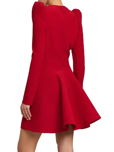 McQueen Women's Leaf Crepe Minidress - Crimson | Thumbnail 5 McQueen Women's Leaf Crepe Minidress - Crimson | Thumbnail 5