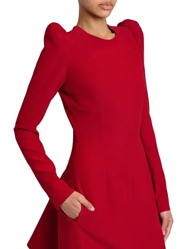 McQueen Women's Leaf Crepe Minidress - Crimson | Thumbnail 6 McQueen Women's Leaf Crepe Minidress - Crimson | Thumbnail 6