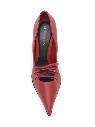 McQueen Women's Corset 100MM Leather Pumps - Crimson | Thumbnail 4 McQueen Women's Corset 100MM Leather Pumps - Crimson | Thumbnail 4