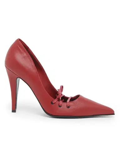 McQueen Women's Corset 100MM Leather Pumps - Crimson | Thumbnail 1 McQueen Women's Corset 100MM Leather Pumps - Crimson | Thumbnail 1