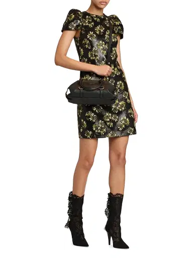 McQueen Women's Lacquered Sunflower Jacquard Day Dress - Black | Thumbnail 2 McQueen Women's Lacquered Sunflower Jacquard Day Dress - Black | Thumbnail 2