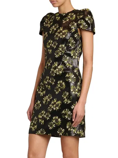 McQueen Women's Lacquered Sunflower Jacquard Day Dress - Black | Thumbnail 4 McQueen Women's Lacquered Sunflower Jacquard Day Dress - Black | Thumbnail 4