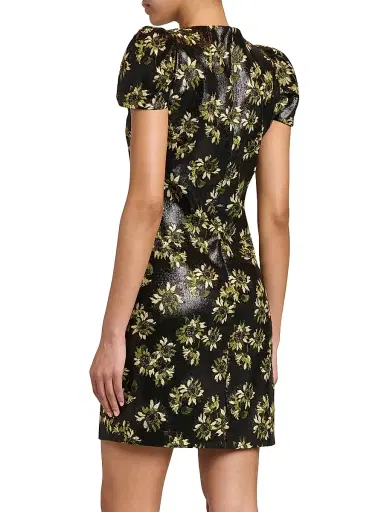 McQueen Women's Lacquered Sunflower Jacquard Day Dress - Black | Thumbnail 5 McQueen Women's Lacquered Sunflower Jacquard Day Dress - Black | Thumbnail 5