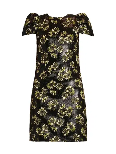 McQueen Women's Lacquered Sunflower Jacquard Day Dress - Black | Thumbnail 1 McQueen Women's Lacquered Sunflower Jacquard Day Dress - Black | Thumbnail 1