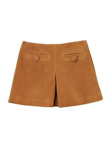 Marc Jacobs Women's Box Pleat A-Line Suede Miniskirt - Copper - Size 0 | Thumbnail 3 Marc Jacobs Women's Box Pleat A-Line Suede Miniskirt - Copper - Size 0 | Thumbnail 3