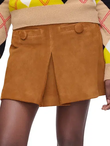 Marc Jacobs Women's Box Pleat A-Line Suede Miniskirt - Copper - Size 0 | Thumbnail 4 Marc Jacobs Women's Box Pleat A-Line Suede Miniskirt - Copper - Size 0 | Thumbnail 4