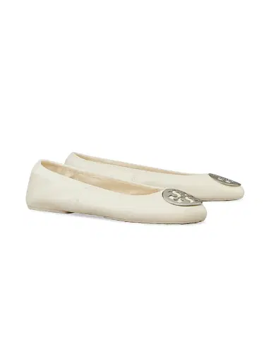 Tory Burch Women's Reva Travel Ballet Flats - Light Cream Silver - Size 9.5 | Thumbnail 2 Tory Burch Women's Reva Travel Ballet Flats - Light Cream Silver - Size 9.5 | Thumbnail 2