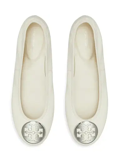 Tory Burch Women's Reva Travel Ballet Flats - Light Cream Silver - Size 9.5 | Thumbnail 3 Tory Burch Women's Reva Travel Ballet Flats - Light Cream Silver - Size 9.5 | Thumbnail 3