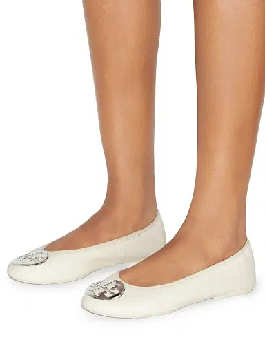 Tory Burch Women's Reva Travel Ballet Flats - Light Cream Silver - Size 9.5 | Thumbnail 5 Tory Burch Women's Reva Travel Ballet Flats - Light Cream Silver - Size 9.5 | Thumbnail 5