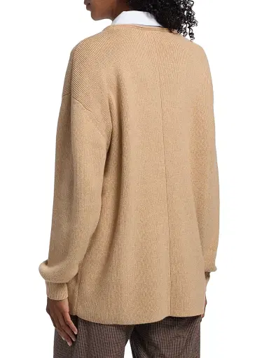 Staud Women's Coast Relaxed-Fit Bib Collar Sweater - Wheat White - Size XL | Thumbnail 5 Staud Women's Coast Relaxed-Fit Bib Collar Sweater - Wheat White - Size XL | Thumbnail 5