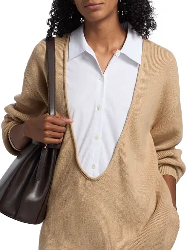 Staud Women's Coast Relaxed-Fit Bib Collar Sweater - Wheat White - Size XL | Thumbnail 6 Staud Women's Coast Relaxed-Fit Bib Collar Sweater - Wheat White - Size XL | Thumbnail 6