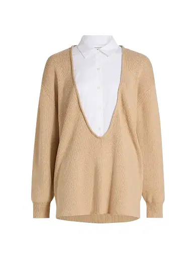 Staud Women's Coast Relaxed-Fit Bib Collar Sweater | Thumbnail 1 Staud Women's Coast Relaxed-Fit Bib Collar Sweater | Thumbnail 1