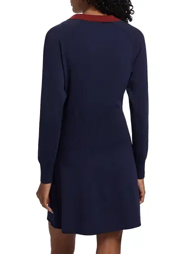 Staud Women's Gene Split Collar Minidress - Navy Sangria | Thumbnail 5 Staud Women's Gene Split Collar Minidress - Navy Sangria | Thumbnail 5
