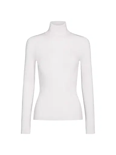 TWP Women's Rib-Knit Wool Turtleneck - White Heather Grey - Size XL | Thumbnail 1 TWP Women's Rib-Knit Wool Turtleneck - White Heather Grey - Size XL | Thumbnail 1