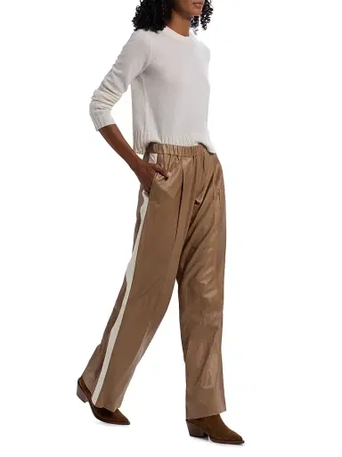 TWP Women's Eva Tux Leather Wide-Leg Pants - Kelp Bone | Thumbnail 2 TWP Women's Eva Tux Leather Wide-Leg Pants - Kelp Bone | Thumbnail 2