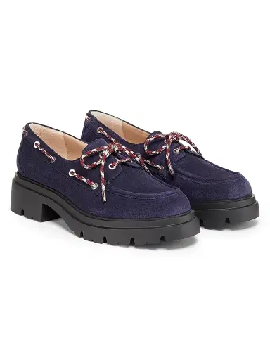 Stuart Weitzman Women's Hudson 40MM Suede Moccasins - Nice Blue | Thumbnail 2 Stuart Weitzman Women's Hudson 40MM Suede Moccasins - Nice Blue | Thumbnail 2