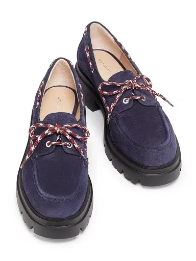 Stuart Weitzman Women's Hudson 40MM Suede Moccasins - Nice Blue | Thumbnail 4 Stuart Weitzman Women's Hudson 40MM Suede Moccasins - Nice Blue | Thumbnail 4