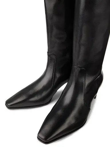 Stuart Weitzman Women's Stassi 50MM Leather Boots - Black | Thumbnail 4 Stuart Weitzman Women's Stassi 50MM Leather Boots - Black | Thumbnail 4