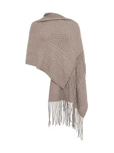 Gorski Women's Select Knit Cashmere Shawl - Khaki | Thumbnail 1 Gorski Women's Select Knit Cashmere Shawl - Khaki | Thumbnail 1