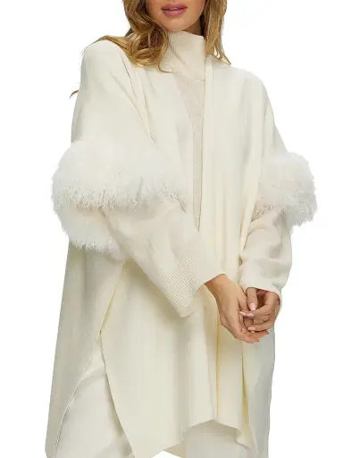 Gorski Women's Knit Vest with Select Mongolian Shearling Lamb Trim | Thumbnail 2 Gorski Women's Knit Vest with Select Mongolian Shearling Lamb Trim | Thumbnail 2