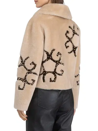 Gorski Women's Reversible Shearling Lamb Jacket with Insignia Intarsia | Thumbnail 4 Gorski Women's Reversible Shearling Lamb Jacket with Insignia Intarsia | Thumbnail 4