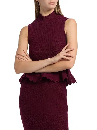 AKNVAS Women's Naja Cotton Knit Peplum Top - Bordeaux | Thumbnail 3 AKNVAS Women's Naja Cotton Knit Peplum Top - Bordeaux | Thumbnail 3